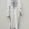 White Black Cotton Aari Work Kurta