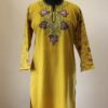 Yellow Purple Cotton Aari Work Kurta
