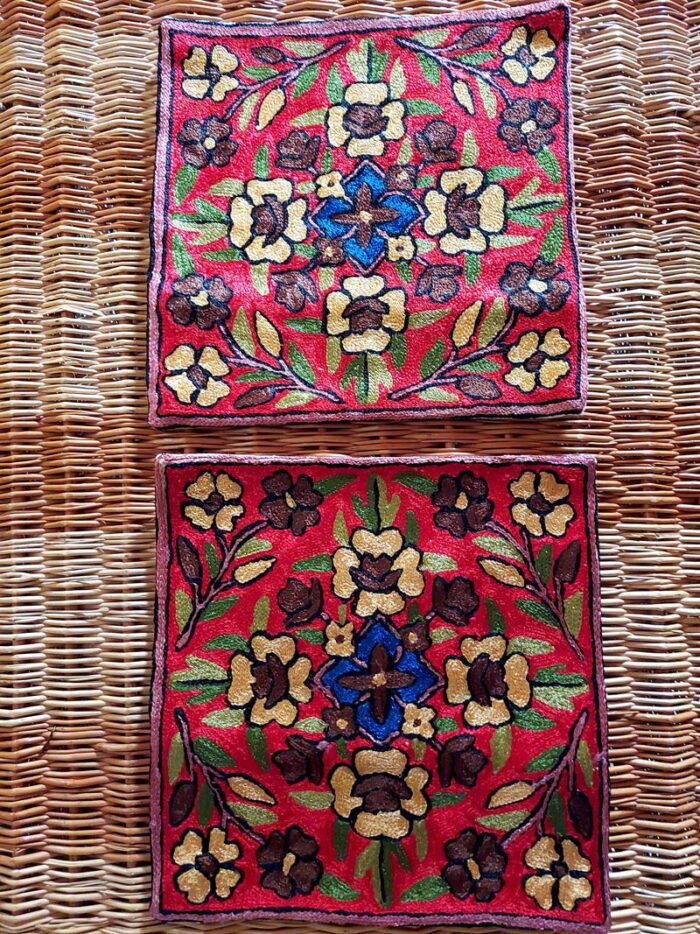 Kashmir Chainstitch Cushion Cover 12x12 (Pair) - Image 2