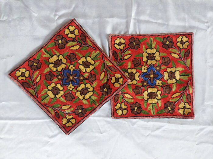 Kashmir Chainstitch Cushion Cover 12x12 (Pair)