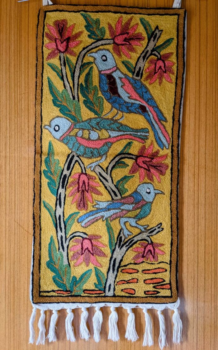 Yellow Exotic Embroidered Chainstitch Wall Hanging - Image 2