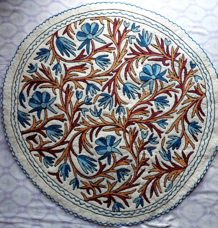 4x4ft Round Harud Hand Embroidered Namda