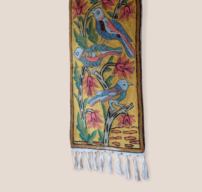 Yellow Exotic Embroidered Chainstitch Wall Hanging