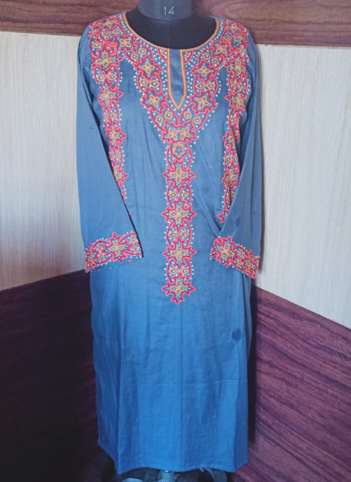 Glace Cotton Kurta in Kashmiri Hand Ari Embroidery