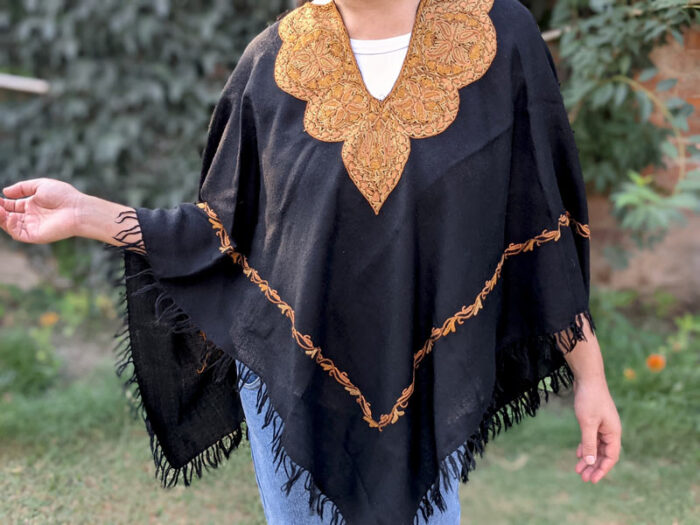 Soft Kashmiri Hand Aari Embroidery Poncho - Image 2