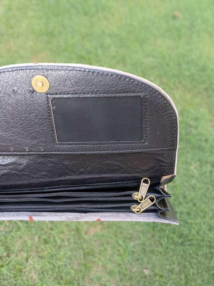 Grey Clutch With Allover Aari - Image 3