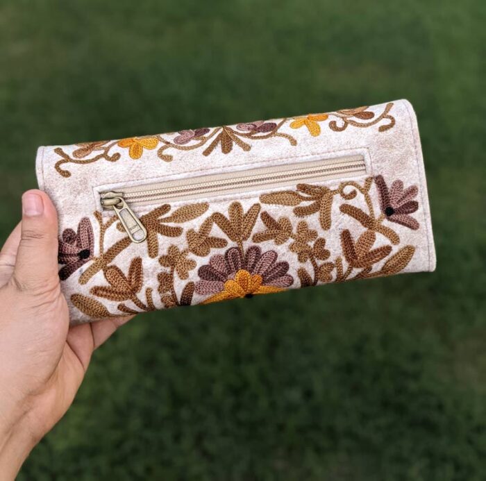 Cream Color Clutch With Allover Aari - Image 2