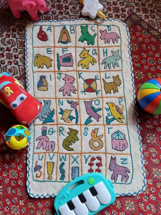 Alphabet Kashmiri Hand Embroidered Namda