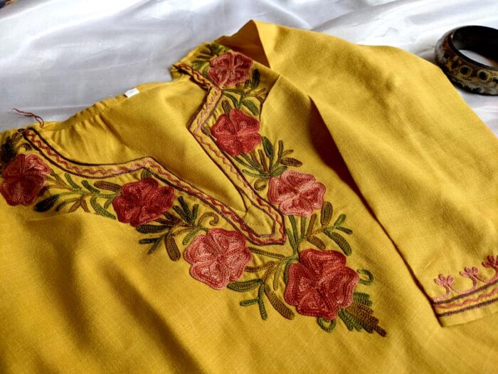 Girl Kid Yellow Cotton Kurta Pajama Set - Image 2