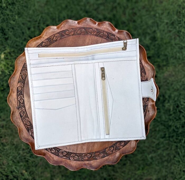 White Leather Bi-Fold Wallet - Image 2