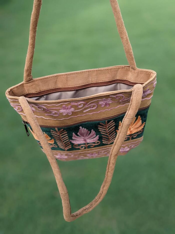 Brown Green Zaina Bag with Chinar Design - Image 2