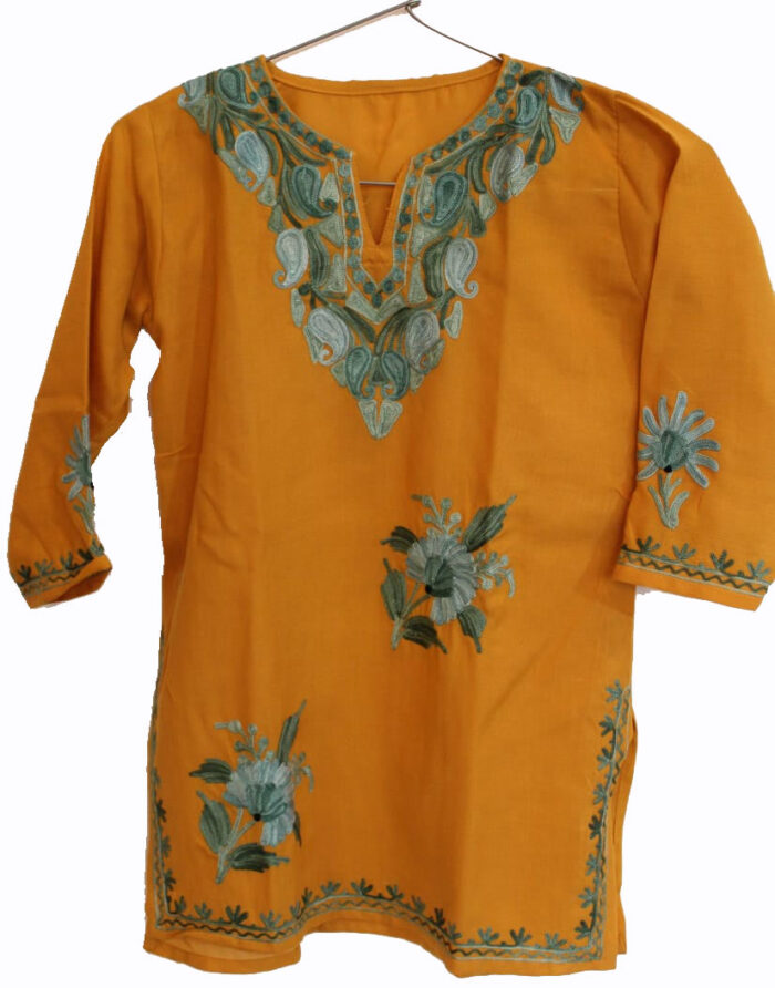 Orange Summer Cool Ari Work Kurta ( L 22.5, Chest 15 Inch)