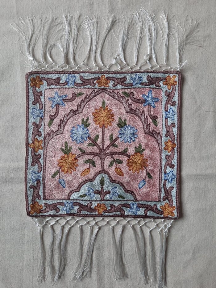 Floral Handmade Chain Stich Silk Quran Cover