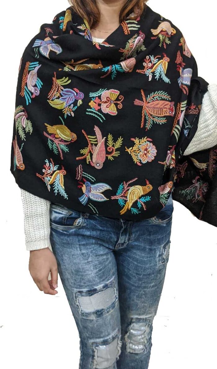 Beautiful Birds Pure Wool Handcrafted Stole - Image 2