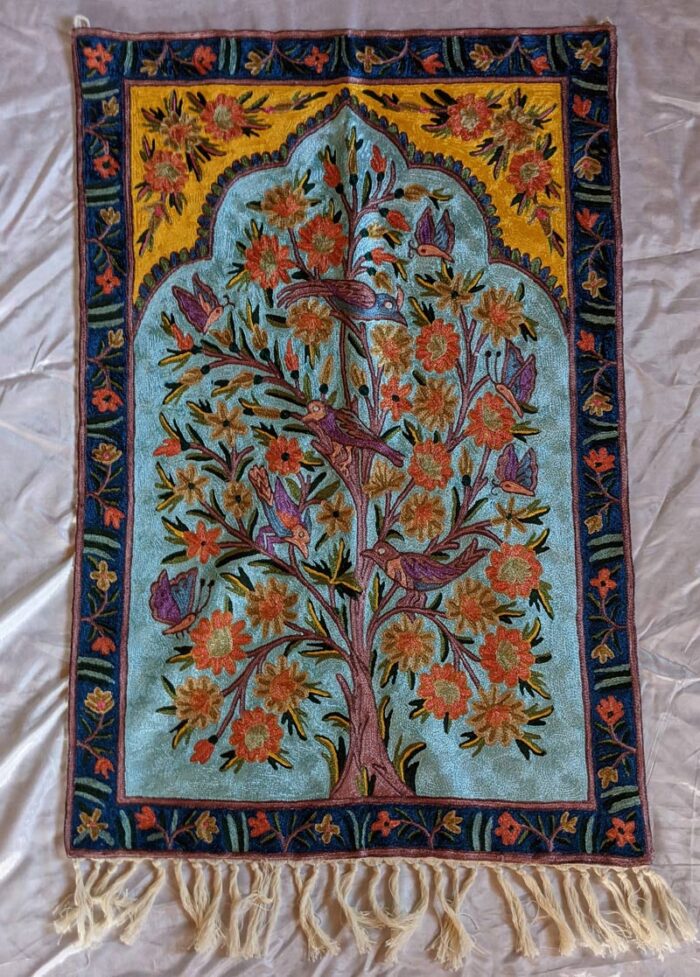 Tree of Life Silk Hand Embroidered Chainstitch Wallhanging
