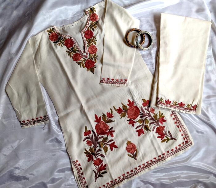 Girl Kid White Cotton Kurta Pajama Set