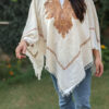 Soft White Kashmiri Hand Aari Embroidery Poncho