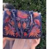 Suede Handbag Cum Sling With Crewel Embroidery