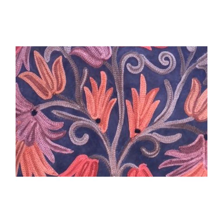 Suede Handbag Cum Sling With Crewel Embroidery - Image 3