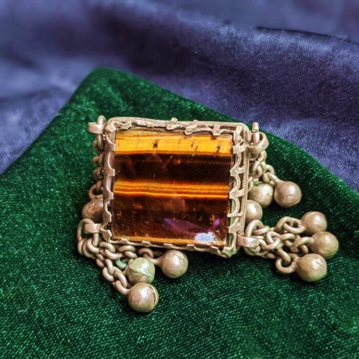 Vintage Kashmiri Ring with Tiger Eye Stone