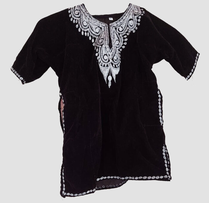 Kids Black Velvet Pheran with Silver Tilla - Image 2
