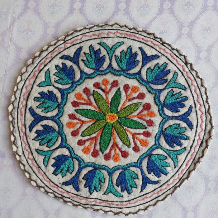 Blue Manz Posh Handmade Aari Embroidered Namda