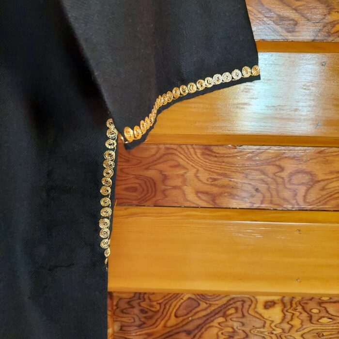 Black Pure Raffal Pheran With Tilla Embroidery - Image 3
