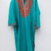 Green Aari Cashmilon Pheran With Brown Aari Work