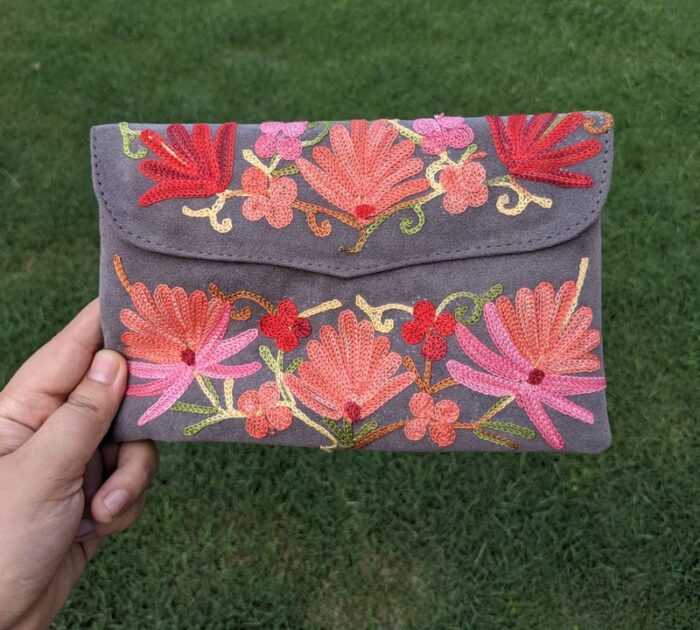 Grey Floral Purse