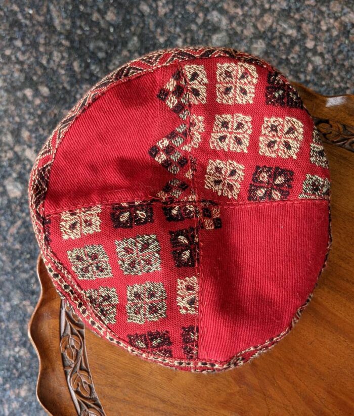 Red Kashmiri Kani Design Cap - Image 2