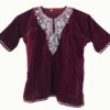 Kids Tyrian Purple Velvet Pheran with Silver Tilla Work (Length 19.5)