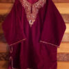 Kids Maroon Velvet Pheran with  Golden Tilla Work