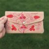 Beige with Red Embroidery Tic Tac Wallet