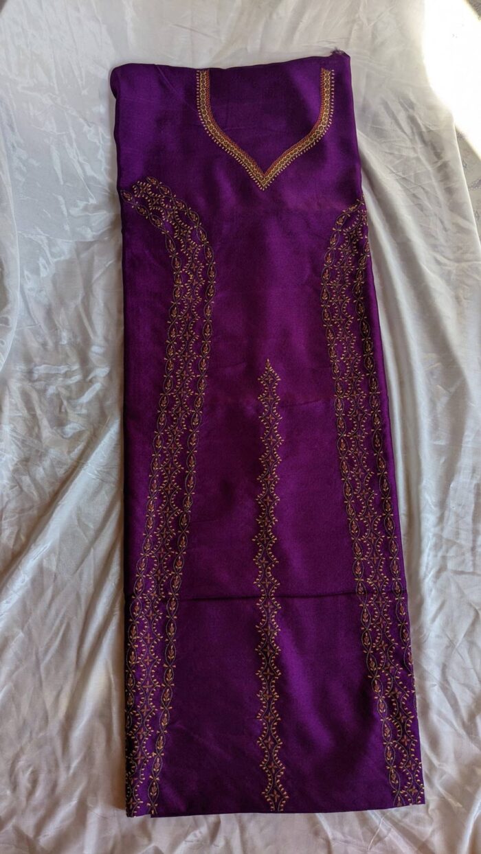 Purple Silk Sozni Work Suit