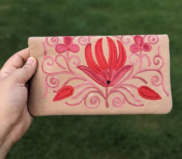 Beige with Red Embroidery Tic Tac Wallet - Image 2