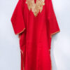 Red Pure Raffal Pheran With Tilla Embroidery