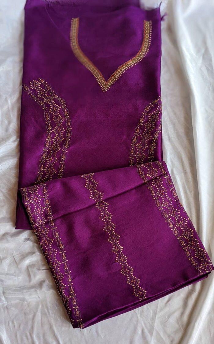 Purple Silk Sozni Work Suit - Image 2