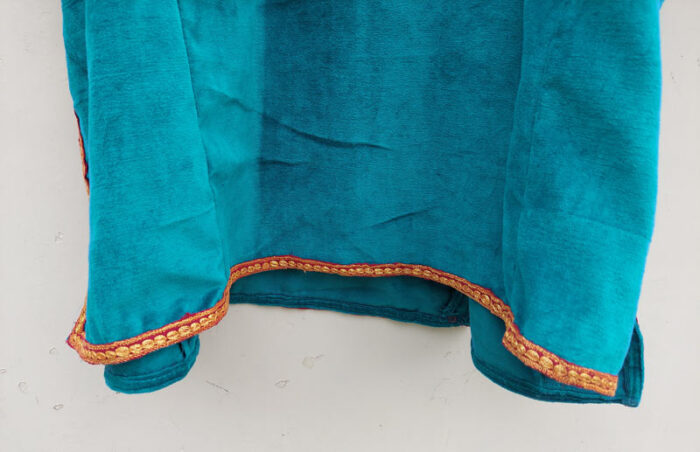 Aqua Blue Italian Velvet Pheran with Tilla Work - Image 4