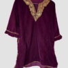 Kids Tyrian Purple Velvet Pheran with Bright Golden Tilla (Length 28 inch)