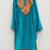 Aqua Blue Italian Velvet Pheran with Tilla Work
