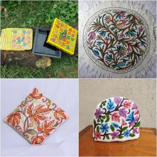 Ghar Wandi Gift Hamper for Home | Handmade Namda, Cushion Covers, Coaster Set, and Tea Cozy