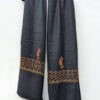 Black Polywool Stole With Hand Sozni Work