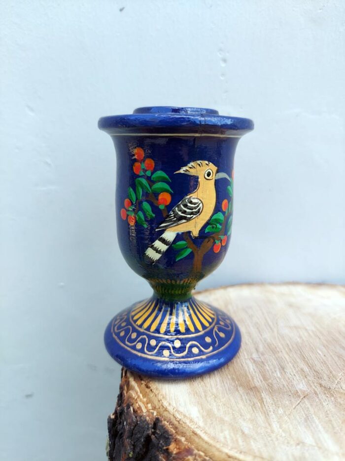 Blue Bird Handmade Paper Mache Candle Holder or Stand
