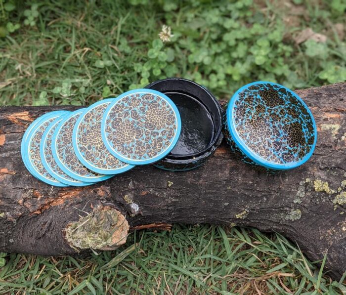 Hand-Painted Decorative Paper Mache Tea Coasters