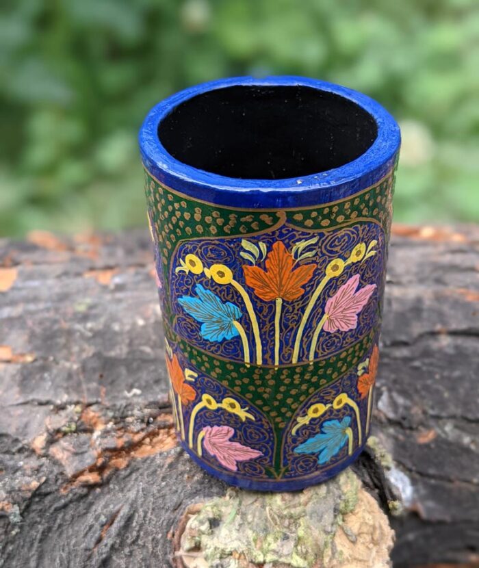 Blue Floral Paper Mache Holder
