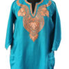 Blue Pure Raffal Pheran With Tilla Embroidery
