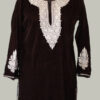 Dark Brown Makhmal Tilla Kurta With Tilla Embroidery
