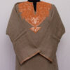 Pure Raffal Wool Khaki Color Pheran With Tilla Work