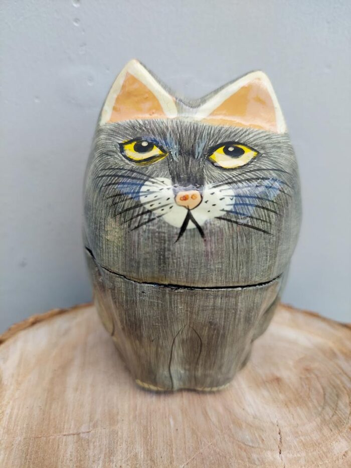 Handmade Cat Shaped Paper Mache Box