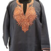 Dark Grey Raffal Pheran With Tilla Embroidery